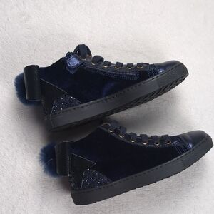 Erbavoglio Italy Blue Velvet Leather Lined High Top Sneakers - EU 29 / US 11.5
